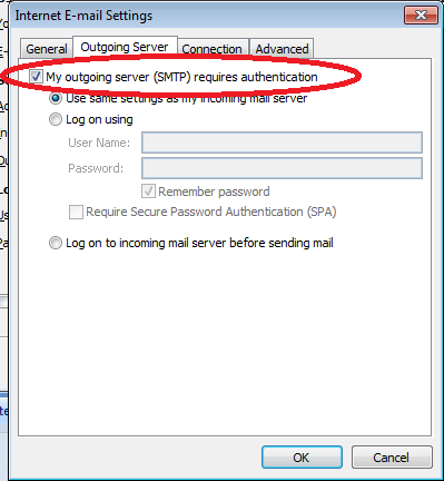 Outgoing server (SMTP) requires authentication