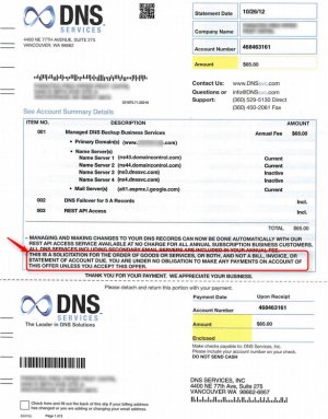 DNS Services Bill Scam